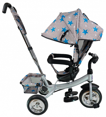 Велосипед детский трехколёсный  TSTX6588 
 - Цвет серый с синими звездами - Картинка #3